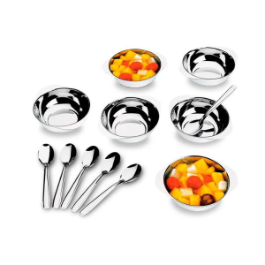 Conjumto de Sobremesa 12 Pçs Colher Com Cabo Plástico