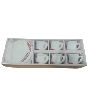 Jogo de Xicara e Pires Para Café 6 Pçs Brhm 15223